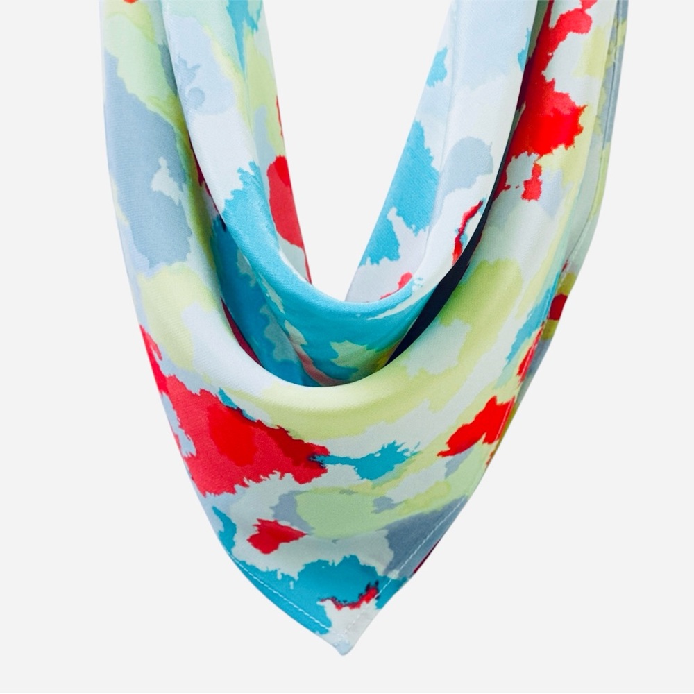 NWT SILKLETTE Spotted 100% Fine Silk Kerchief Scarf RED/YELLOW/BLUE